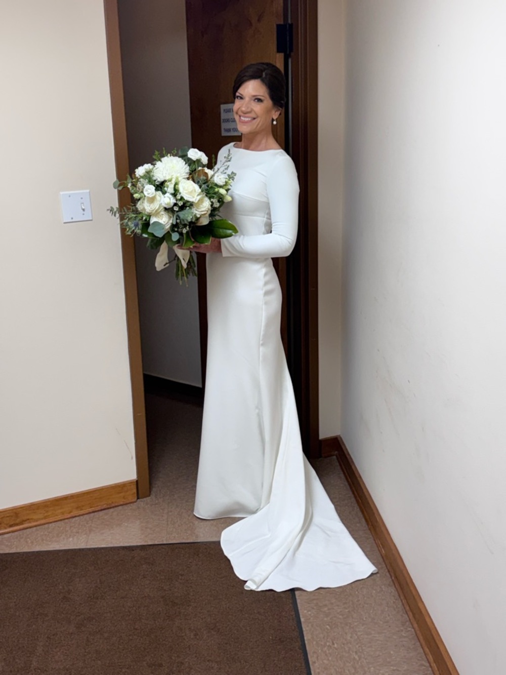 Elegant White Long Sleeve Bridal Gown